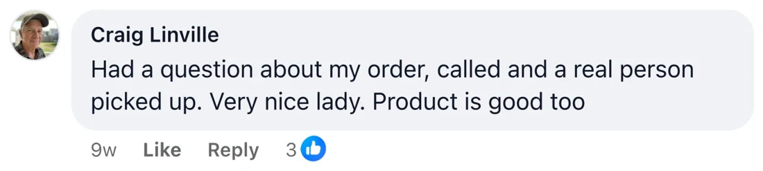 Customer comment